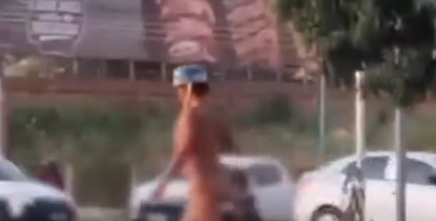 Homem nu com panela na cabeça causa alvoroço em Cuiabá