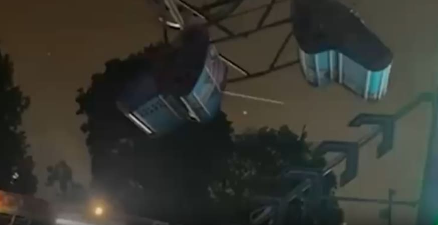 Acidente em escola: brinquedo de parque de diversões despenca