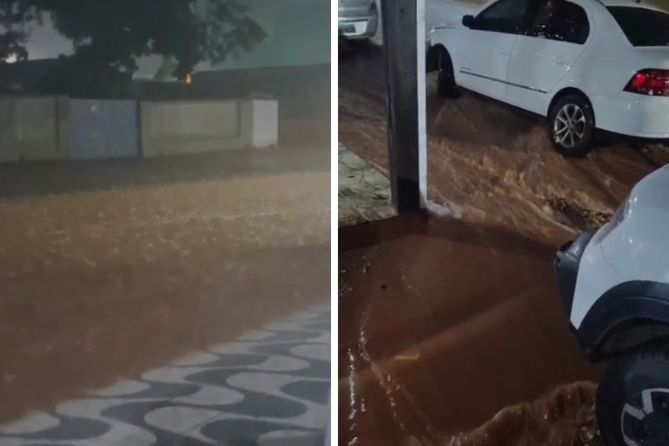 Chuva forte causa enxurradas em Chapada dos Guimarães