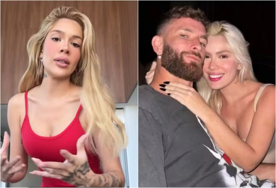 Karoline Lima assiste jogo do Flamengo com camisa do ex Léo Pereira