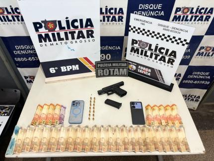 Homem é preso com pistola durante confusão em Cáceres