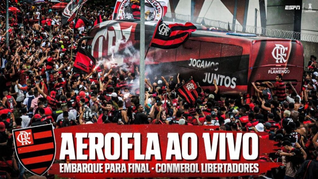 AeroFla: torcida do Flamengo faz festa em despedida para final