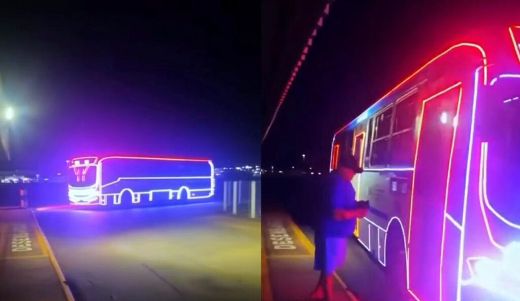 Ônibus de Natal ilumina ruas e encanta moradores em MT