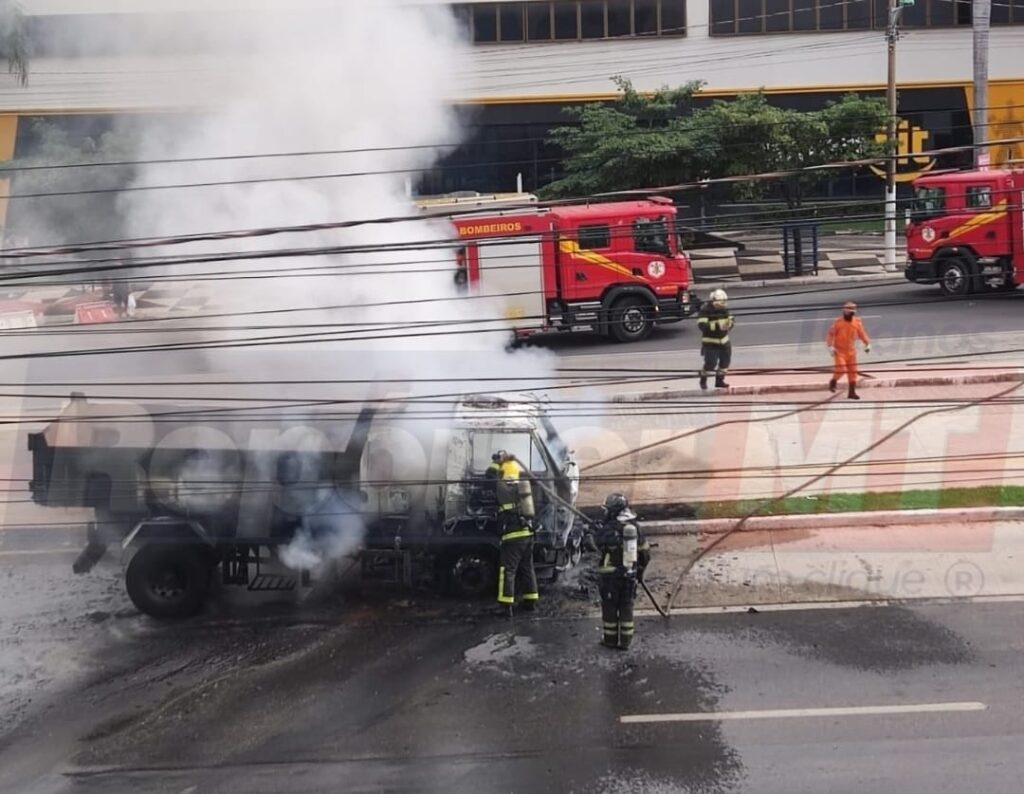 explosão caminhão Avenida do CPA comunidade Cuiabá em destaque